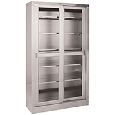 glass door steel cabinet|stainless cabinets with sliding doors.